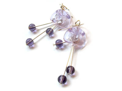 Purple Flower Glass Earrings