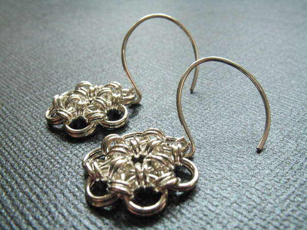 Japanese Flower Chainmaille Earrings