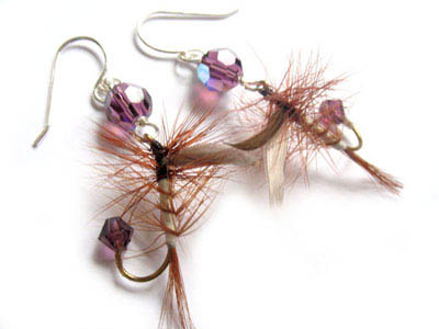 Purple and Brown Fishing Lure Earrings