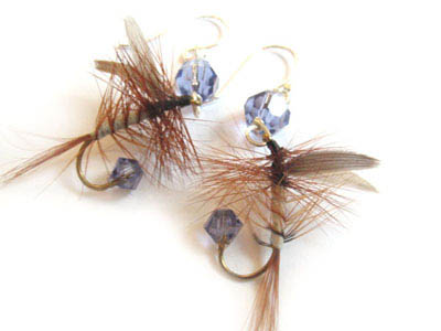 Light Purple and Brown Fishing Lure Earrings
