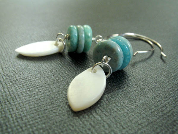 Amazonite and Mother of Pearl Earrings