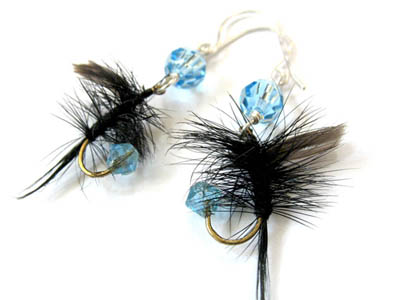 Blue and Black Fishing Lure Earrings