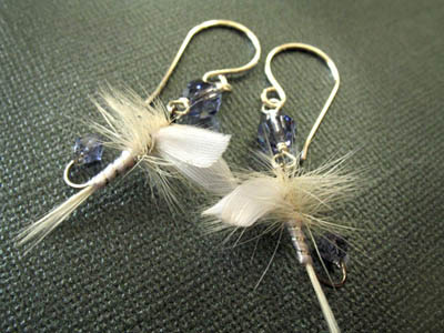 Purple and White Fishing Lure Earrings